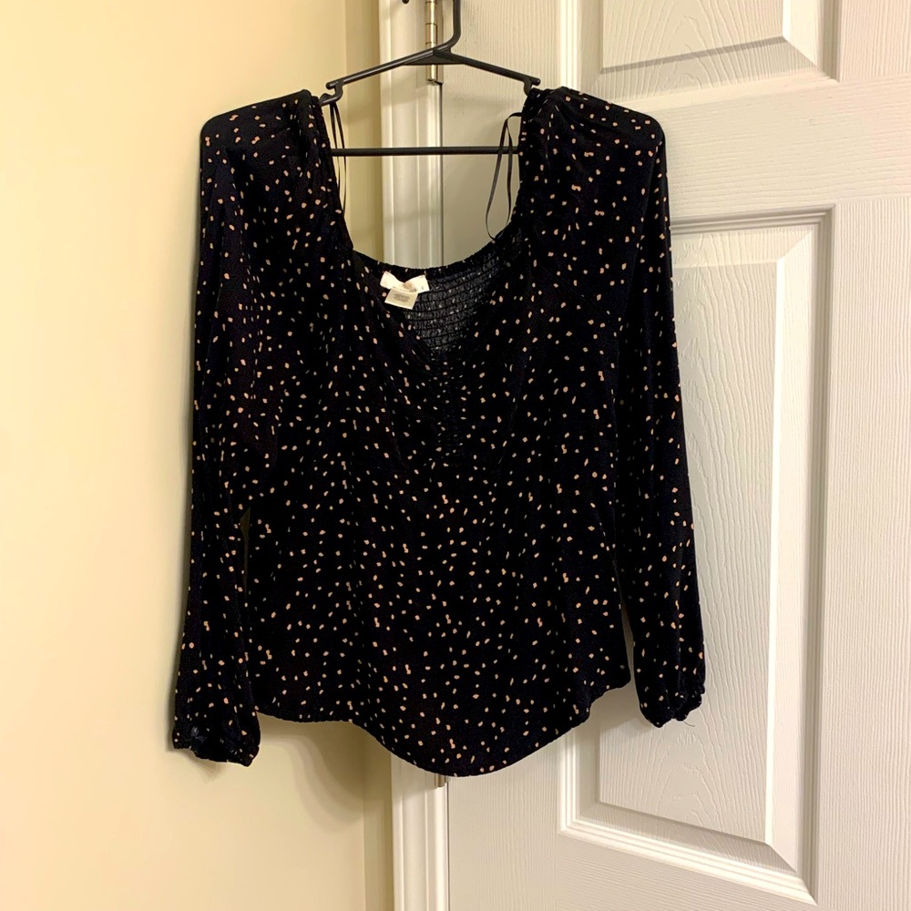 Urban Romantics Dotted Ruched Blouse, Large